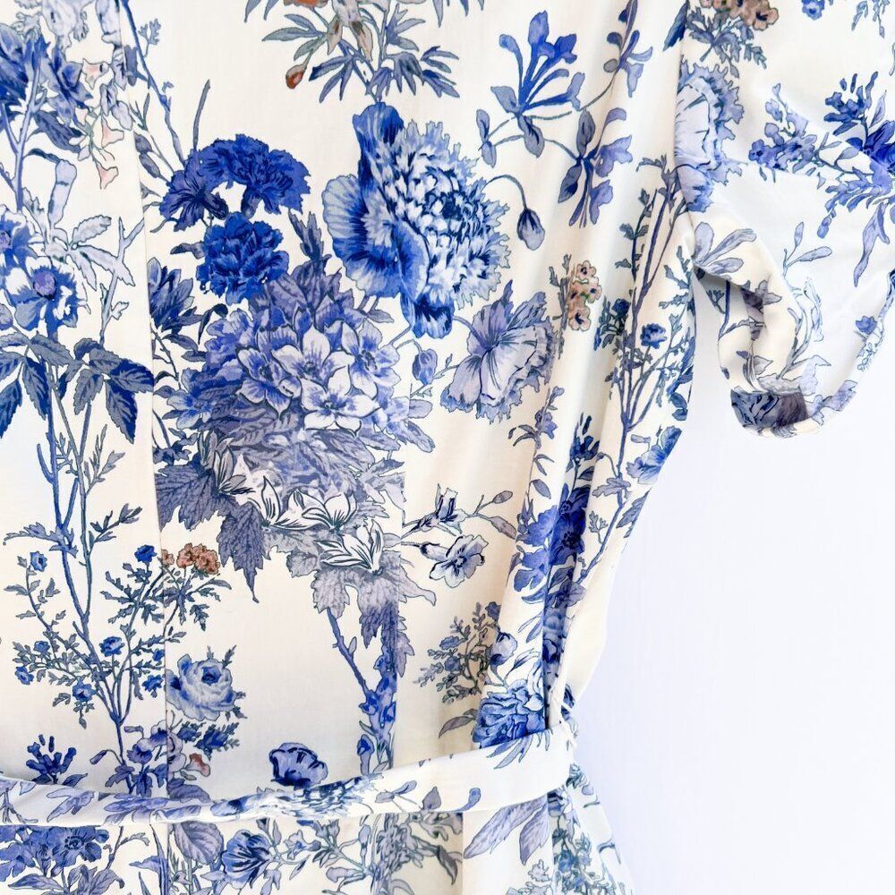 Antonio Melani Jessie Blue Skies White Floral Short Sleeve Drop Waist Dress 14 - Picture 12 of 12